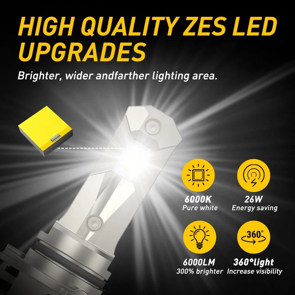 2X AUXITO HB4 9006 LED Headlight Bulb for Low Beam Fog Light (12000LM, 6000K)