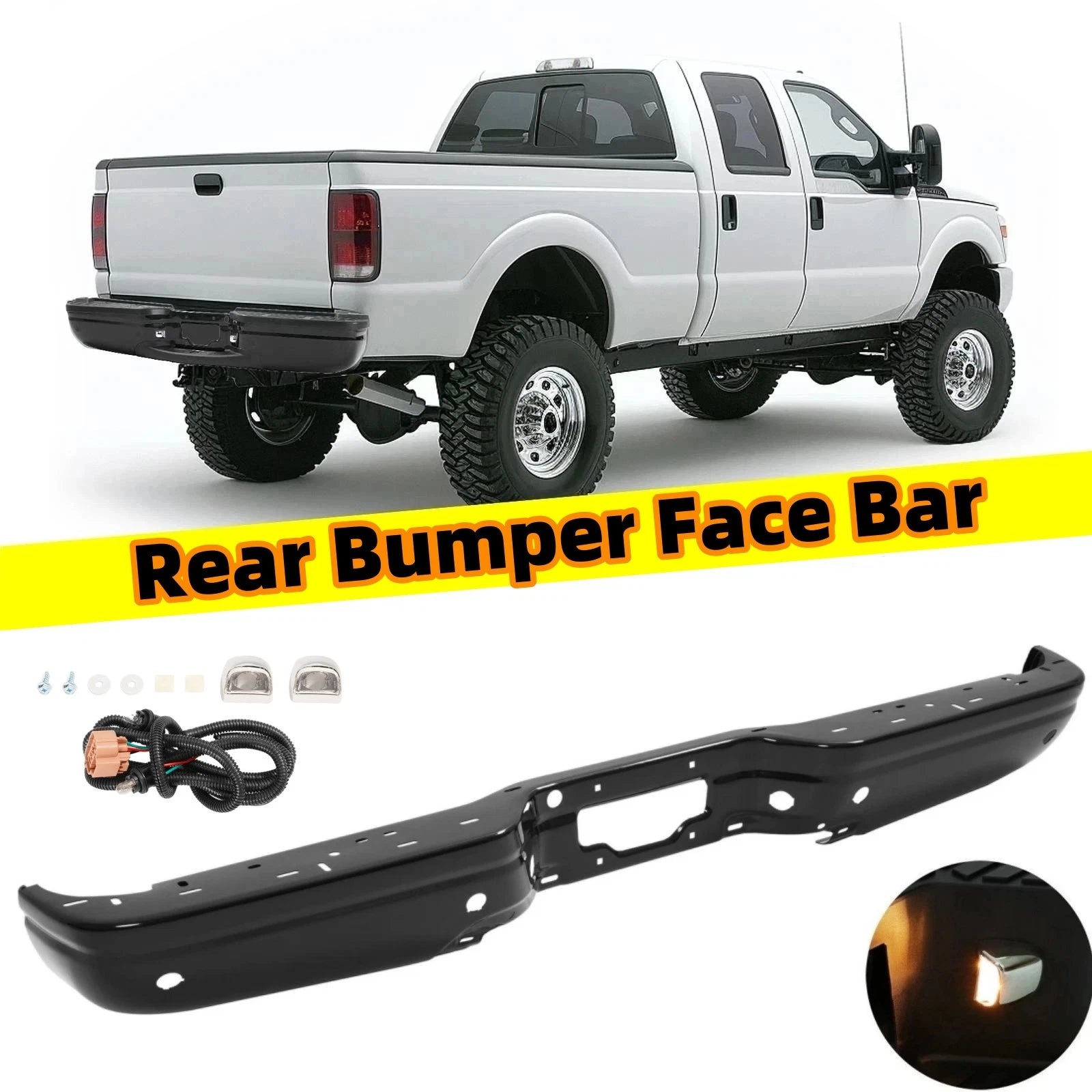 Rear Step Bumper Face Bar with Sensors for Ford F-250/F-350 Super Duty (2001–2007)