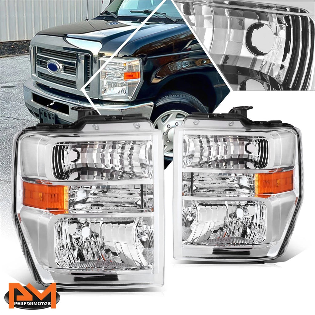 Headlight Lamp Chrome/Clear for Ford E150/250 E350/450 F650/750 (2008–2021)