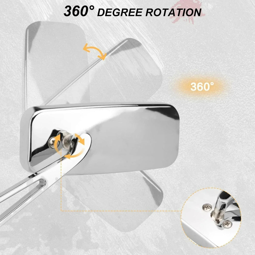 Chrome Rectangle Motorcycle Side Rear Mirrors for Harley Softail Sportster
