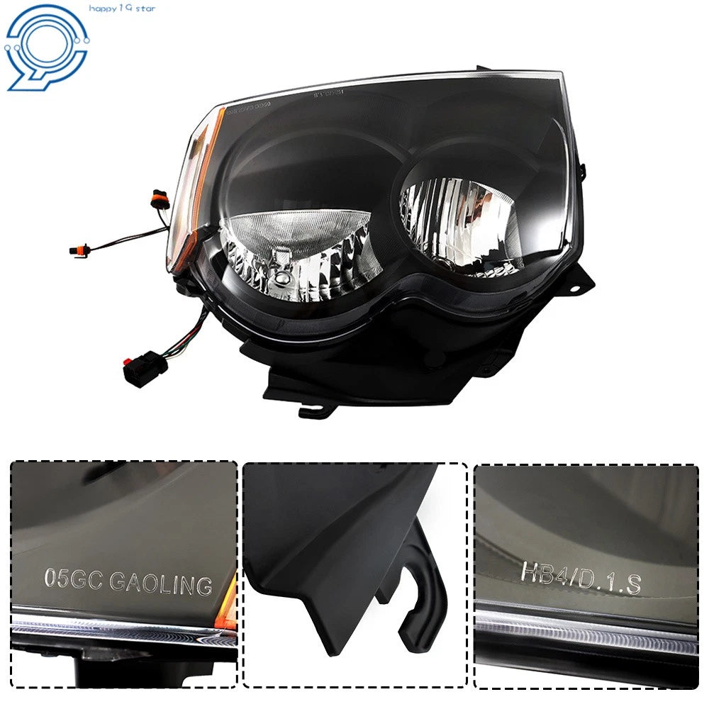 Set of 2 Headlight Assemblies for Jeep Grand Cherokee (2005-2007) Black Housing