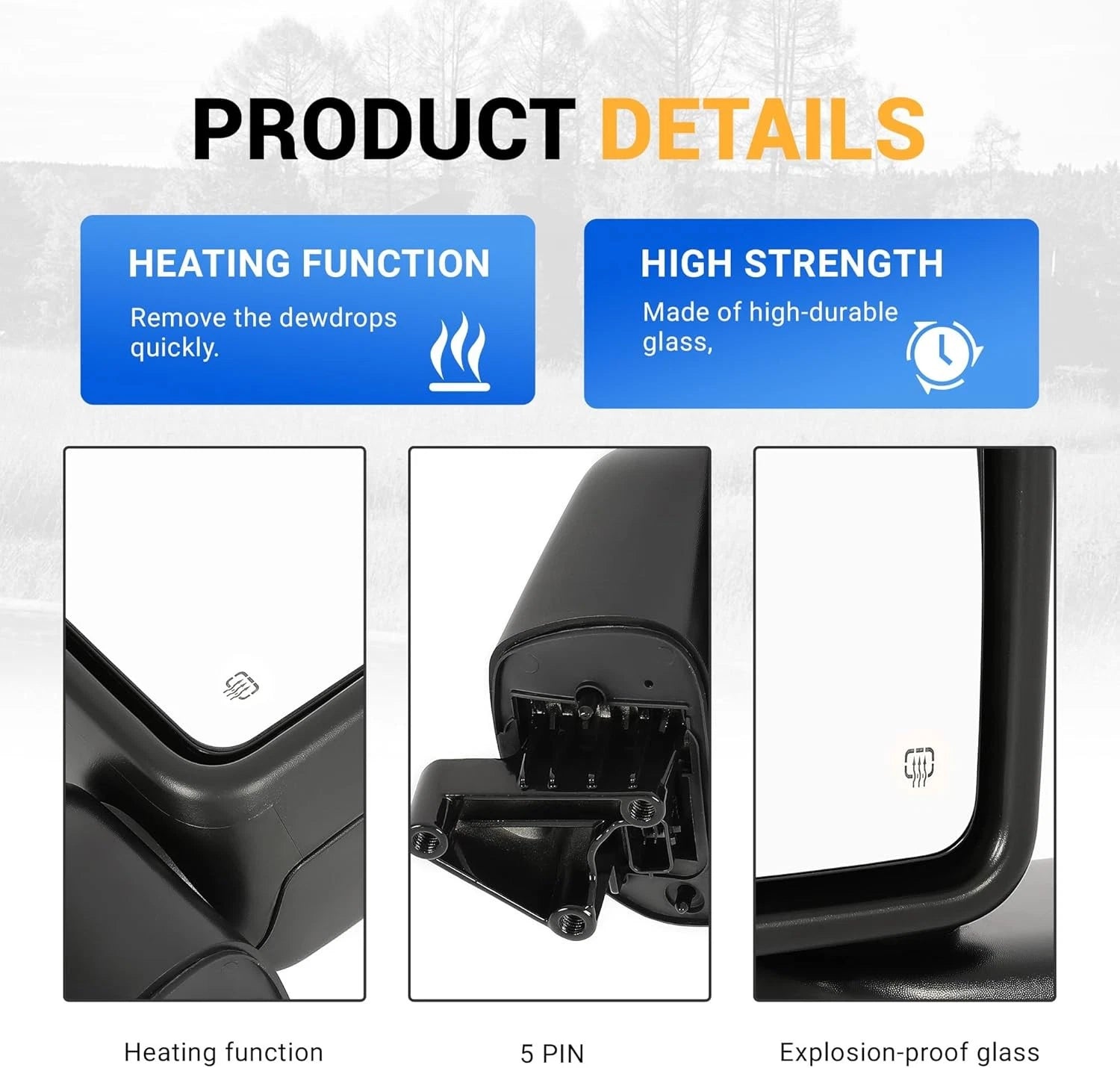 Left Driver Side Power Heated Mirror for Jeep Wrangler Gladiator (2018–2024)