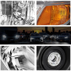 Set of 2 Replacement Headlights for Honda Civic (2012–2015) Chrome Housing Amber