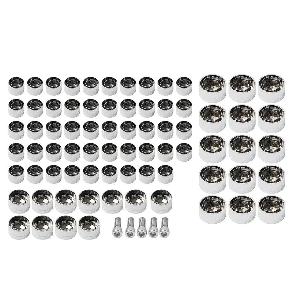 75X Chrome Engine Bolt Topper Caps for Harley Touring Road Street Glide (07-16)