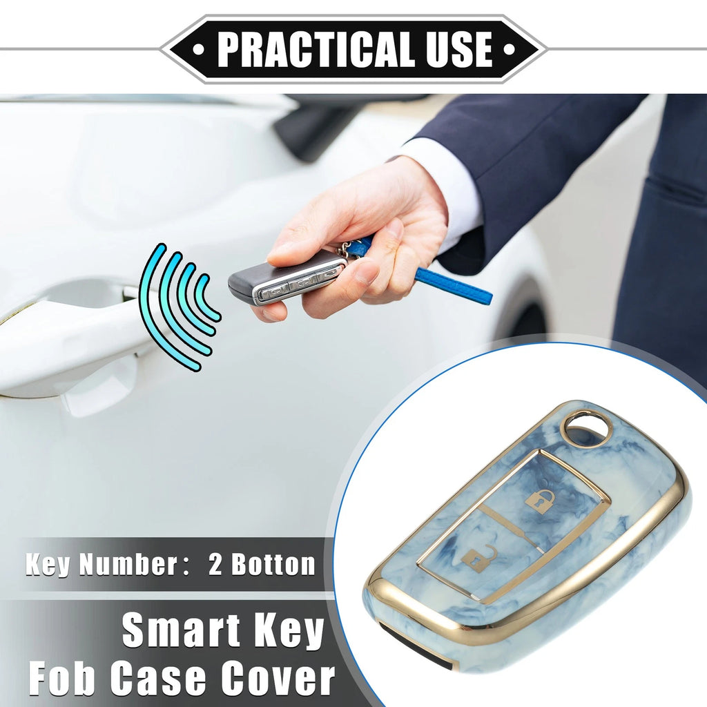 2X Smart Key Fob Case Cover for Nissan Rogue Frontier (Durable TPU, Blue)
