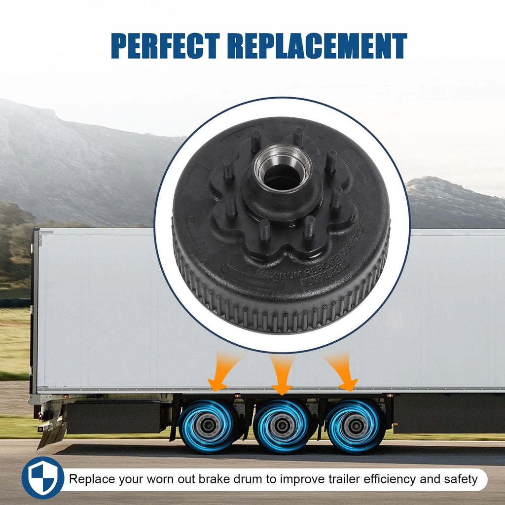 Trailer Hub Brake Drum for 8K Axle (12-1/4"x3-3/8")