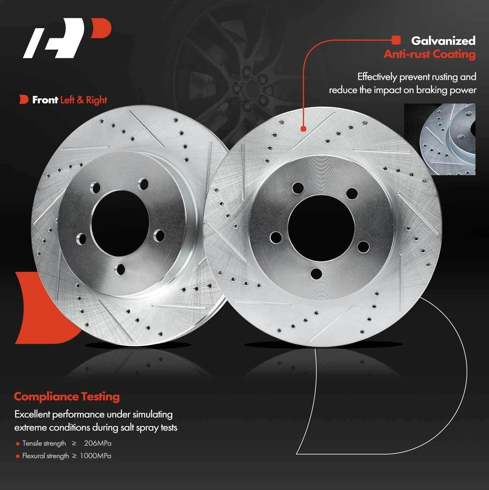 Front Drilled Brake Rotors & Ceramic Pads for Ford Explorer (2002-2005)