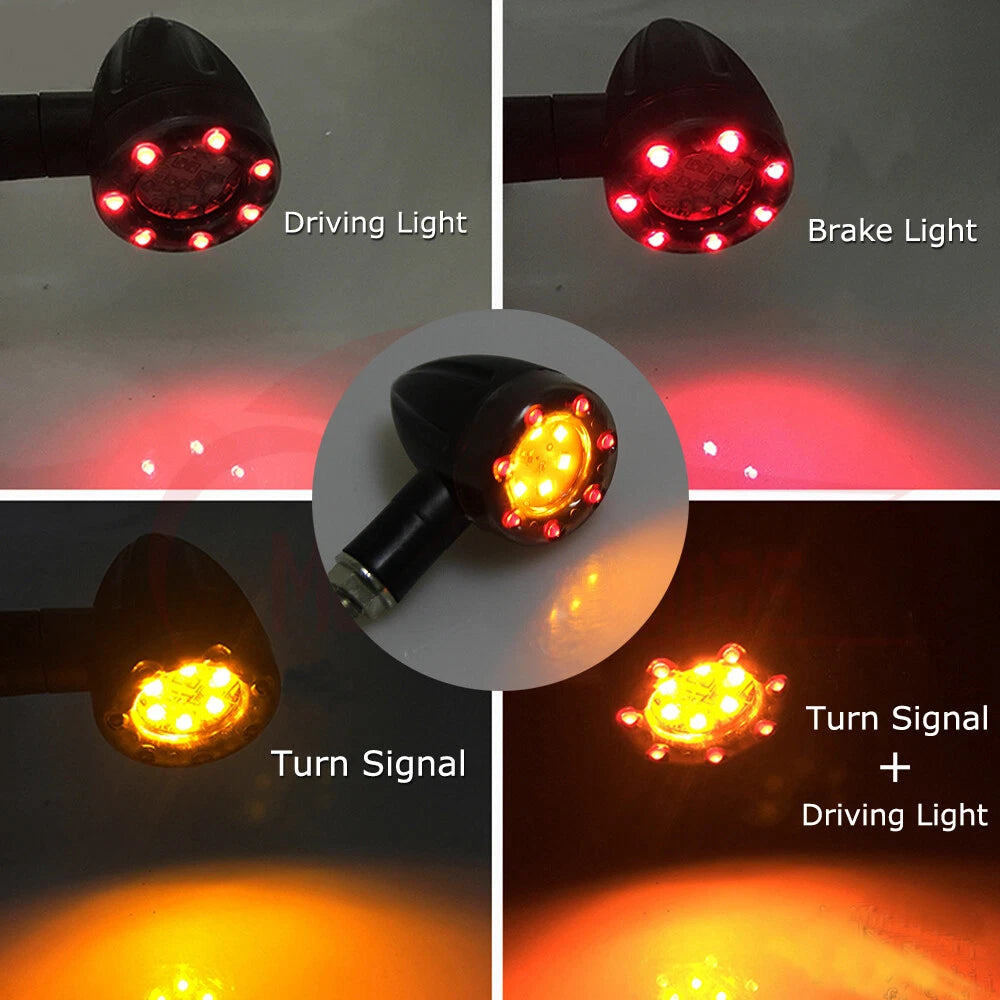 4Pcs LED Turn Signal Blinker Brake Lights for Motorcycle (USA)