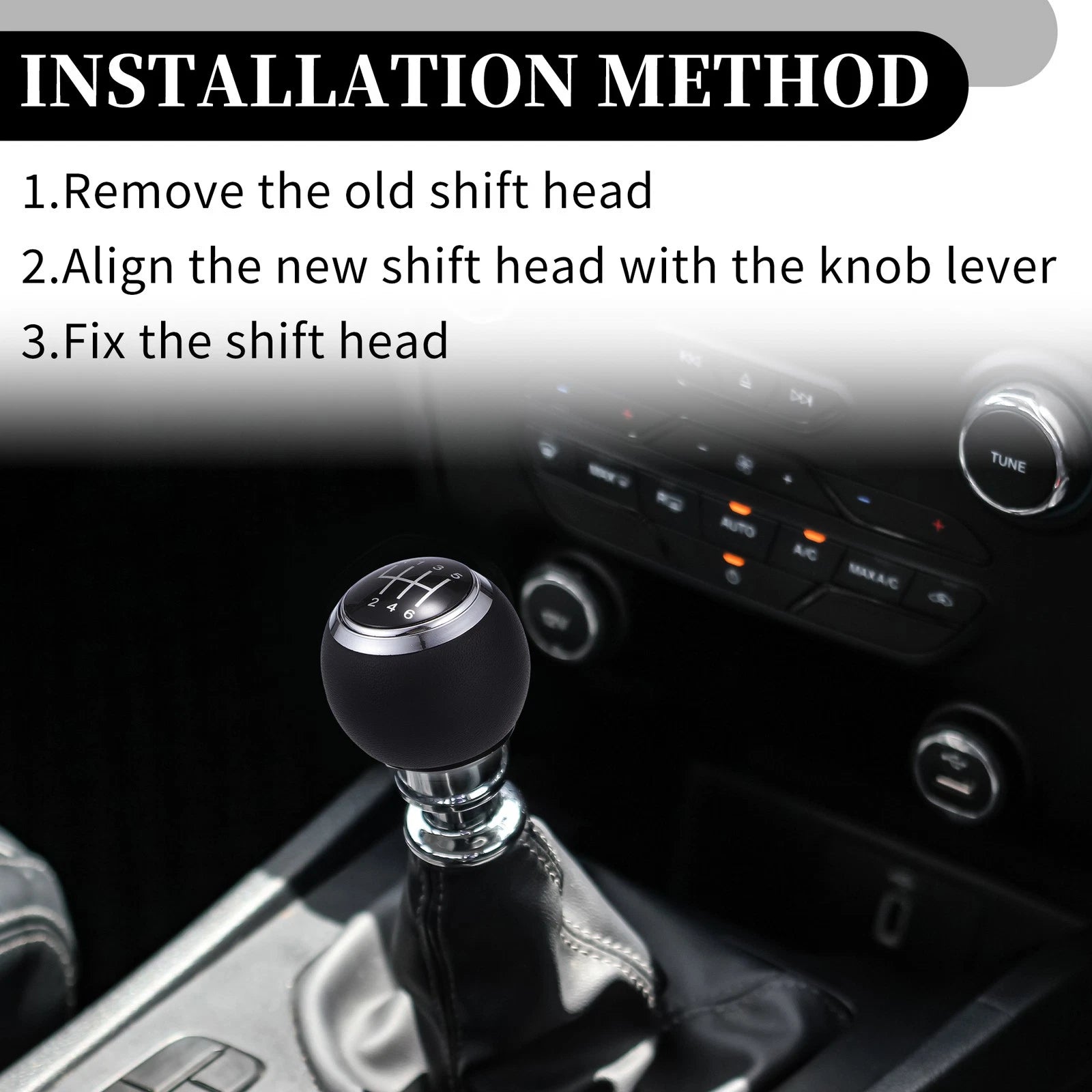 6 Speed Manual Shift Knob for Audi A4 S4 B8 (2009–2016) Plastic Faux Leather Silver Tone