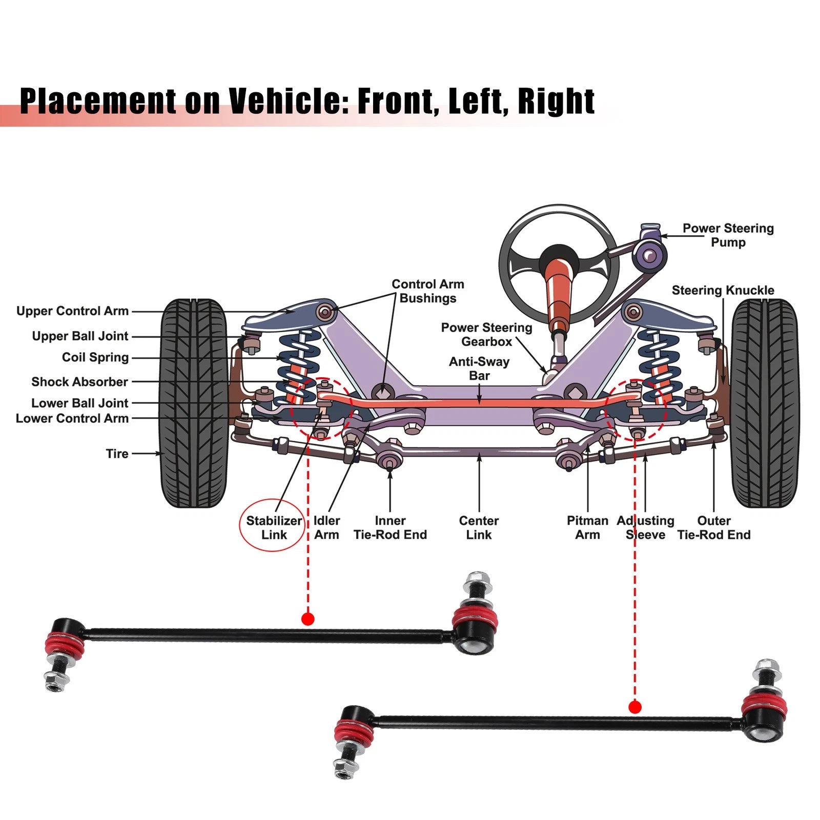 2pcs Front Sway Bar Links for Toyota RAV4 (No.K750043)