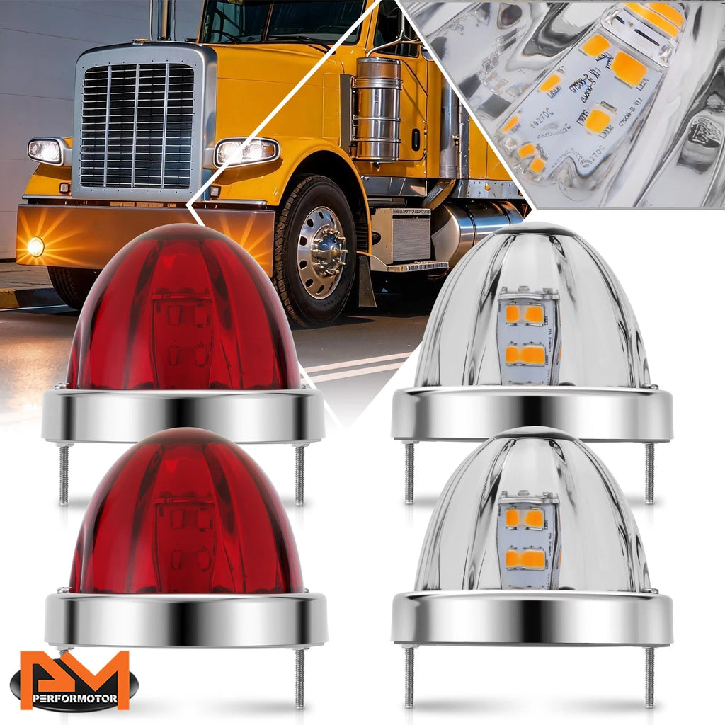 4X LED Watermelon Side Marker Turn Signal Lamps for Truck Trailer