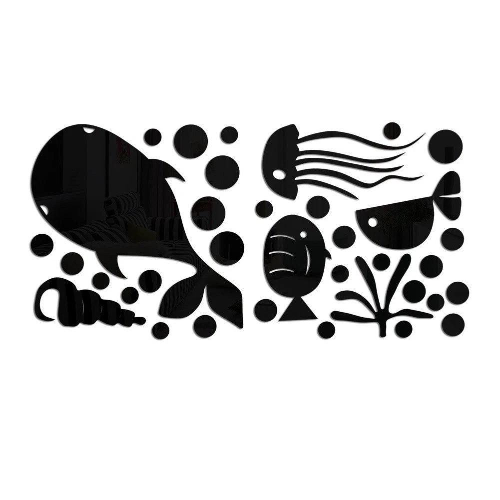 Acrylic Sea Fish Mirror Wall Sticker for Indoor Walls (Easy Install)