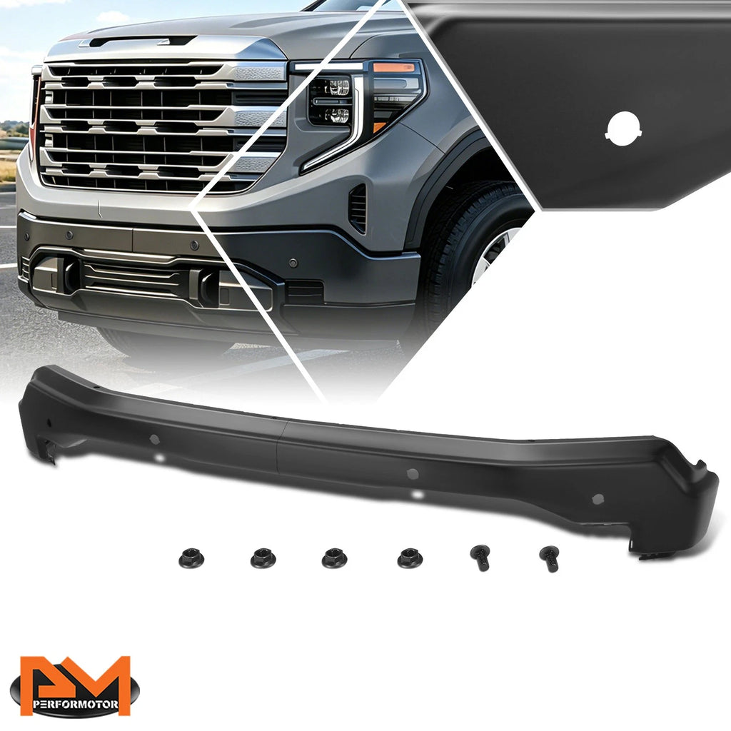 Front Bumper Impact Bar for GMC Sierra 1500 LTD (2022–2026) w/Park Sensor Holes Black