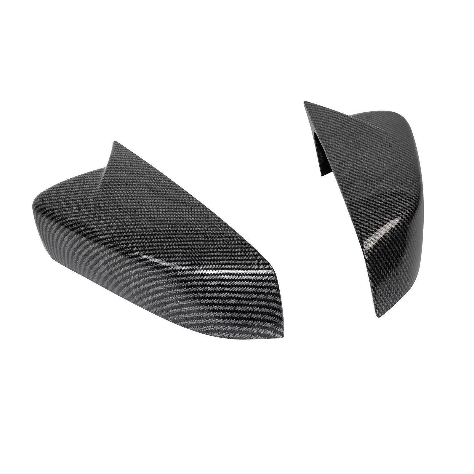 Pair Carbon Look Tape-On Mirror Cap Covers for Ford Mustang (2010–2014)