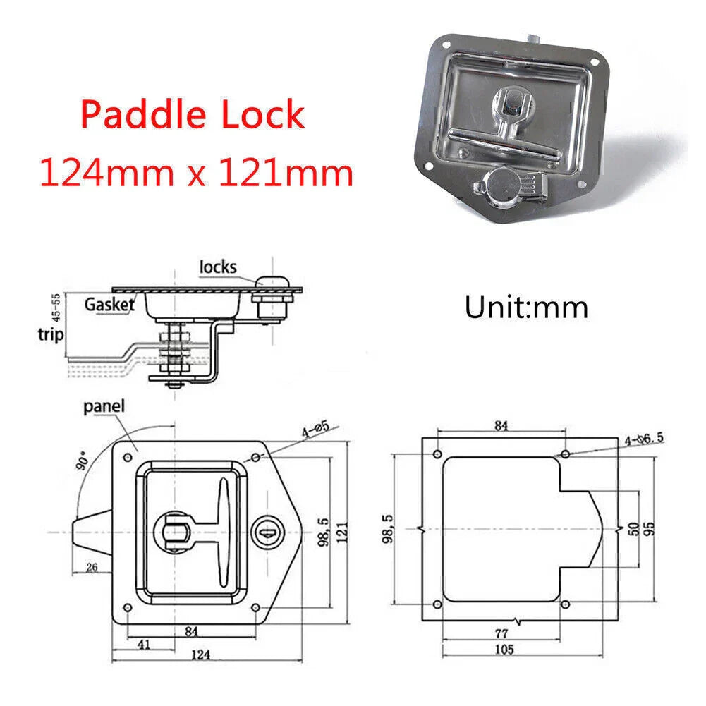 Stainless Steel Trailer Door Latch T-Handle Lock for RV, Truck, Camper