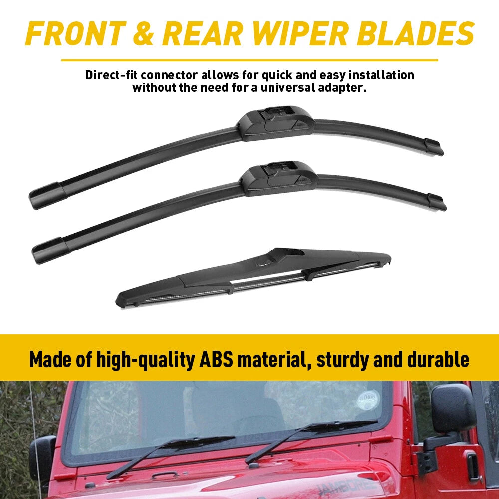 Set of 3 Windshield Wiper Blades for Jeep Wrangler JK (2000–2022)