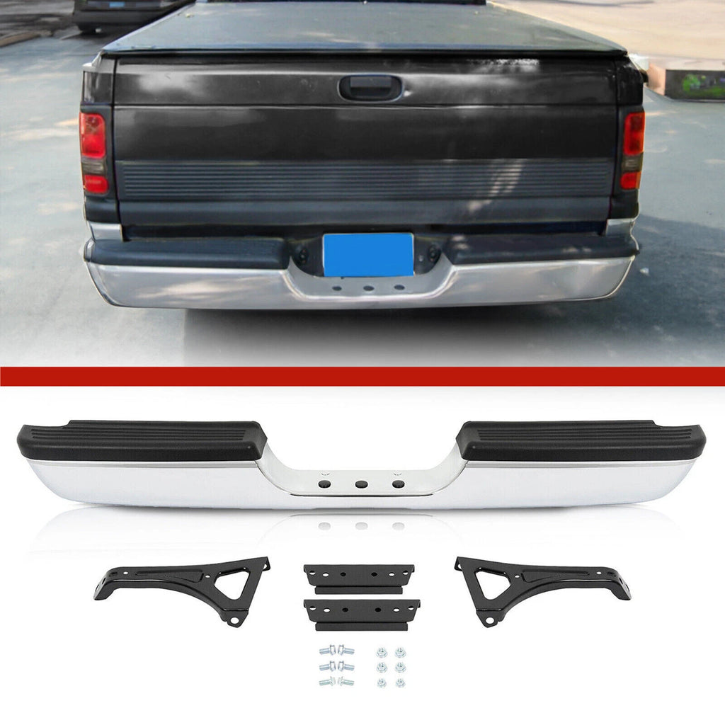 Chrome Rear Step Bumper Assembly for Dodge Ram 1500 2500 3500 (1994–2002)
