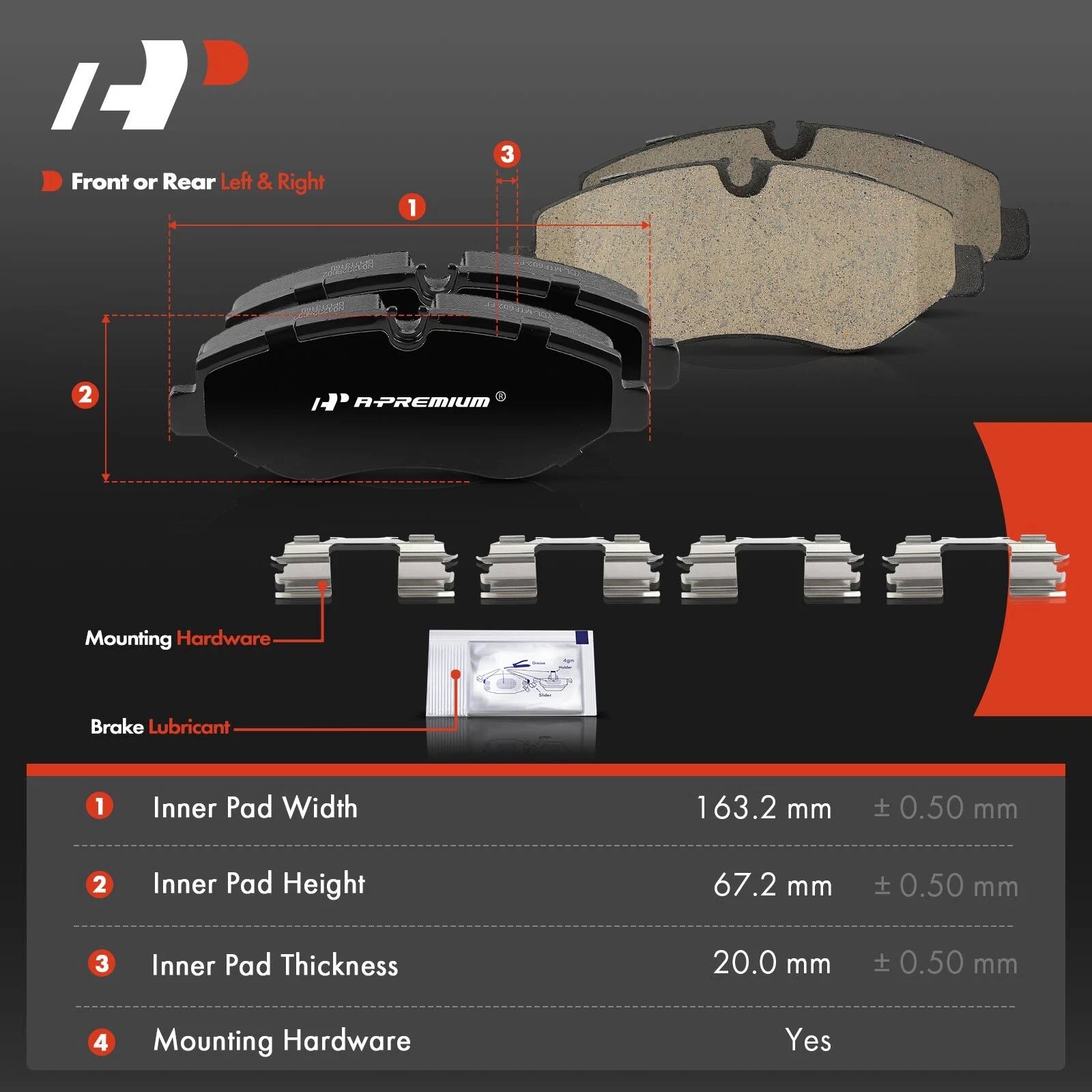 8x Front & Rear Brake Pads for Mercedes-Benz Sprinter 2500 (2010–2018)