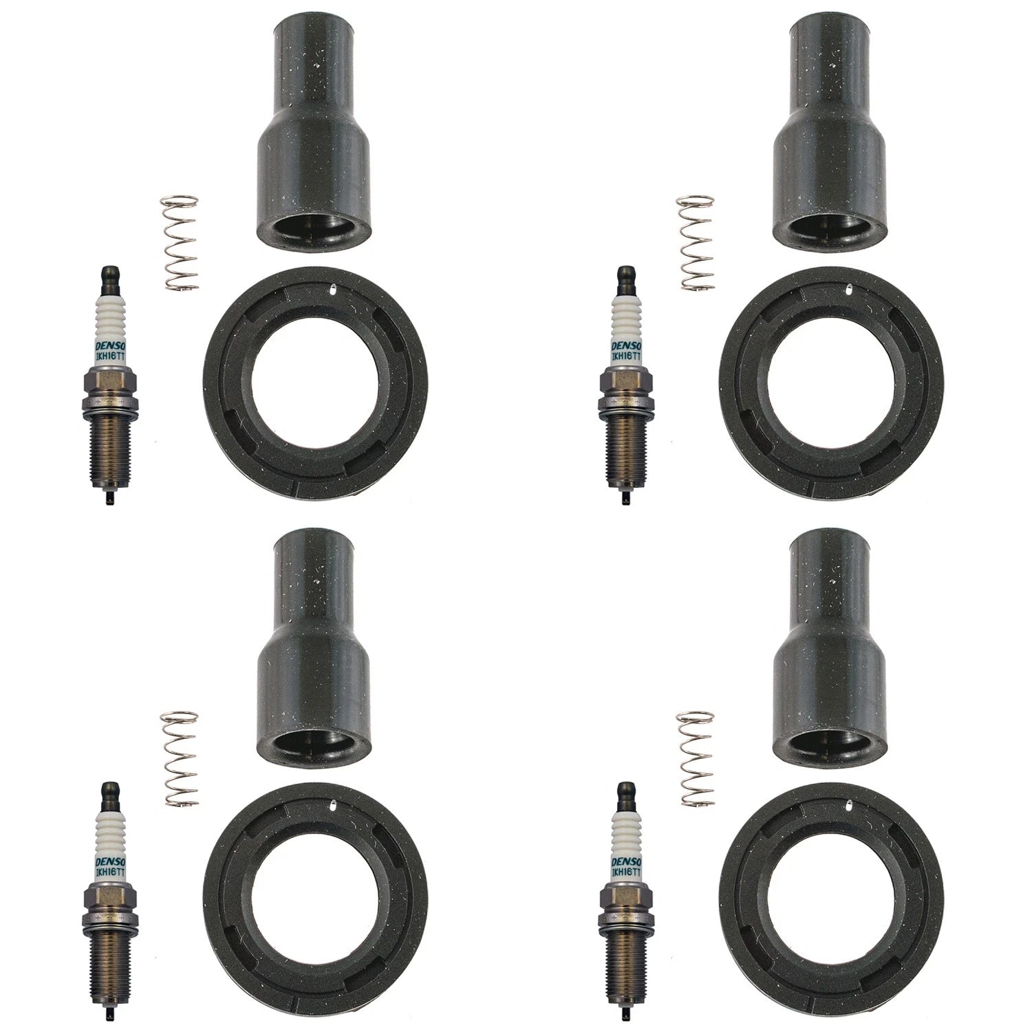 Set of 4 Denso Iridium TT Spark Plugs & Coil Boots for Avalon Camry RAV4 Sienna