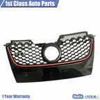 Glossy Black Front Bumper Upper Mesh Grille for Volkswagen GTI Jetta (2006–2009)