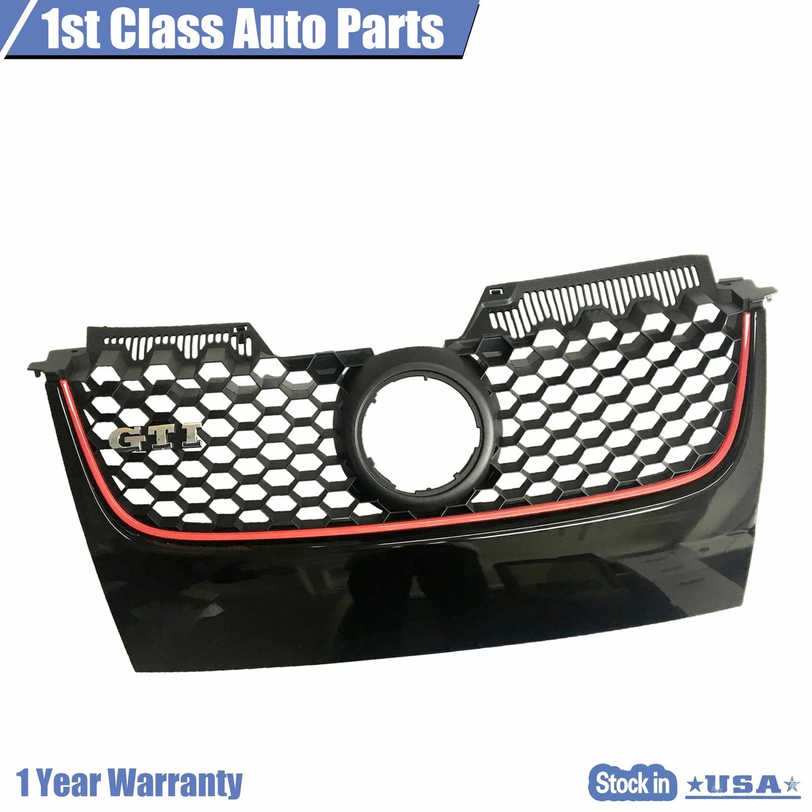 Glossy Black Front Bumper Upper Mesh Grille for Volkswagen GTI Jetta (2006–2009)