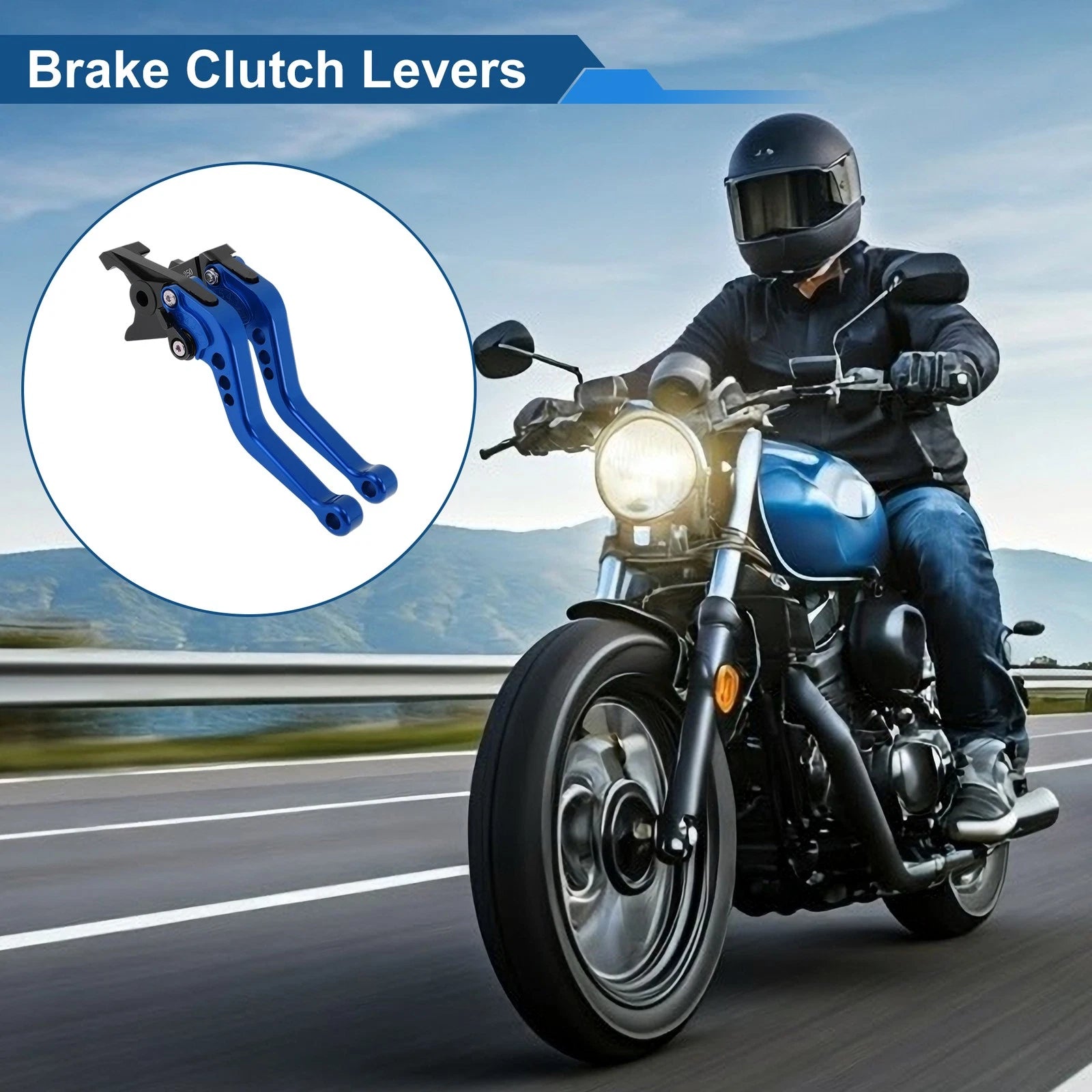 Adjustable Short Brake Clutch Levers Set of 2 for Honda Fury/VTX1300CX (2009–2018) Blue