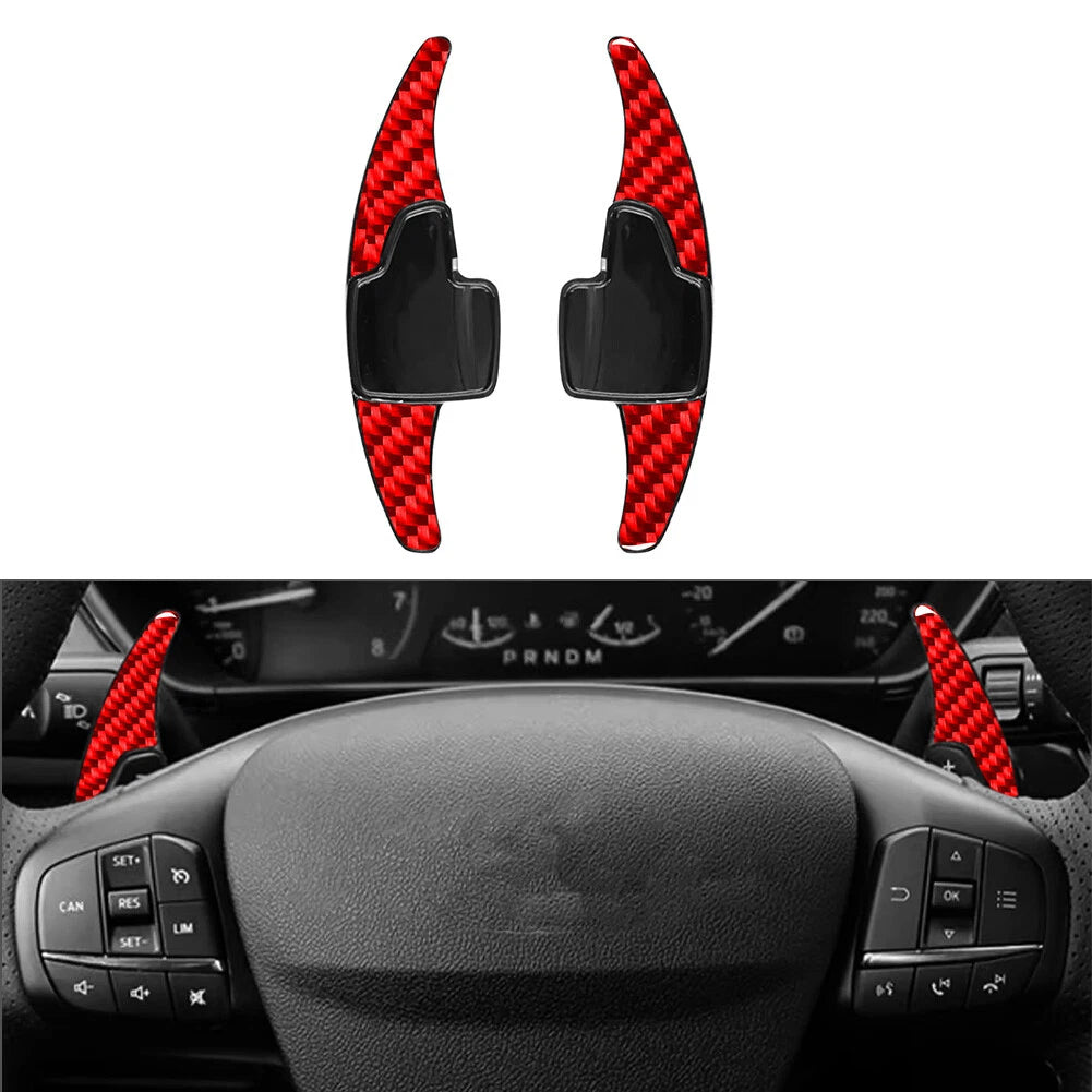 Steering Wheel Shifter Paddle Extensions for Ford Focus EcoSport Escape Kuga (2012–2020) - Red