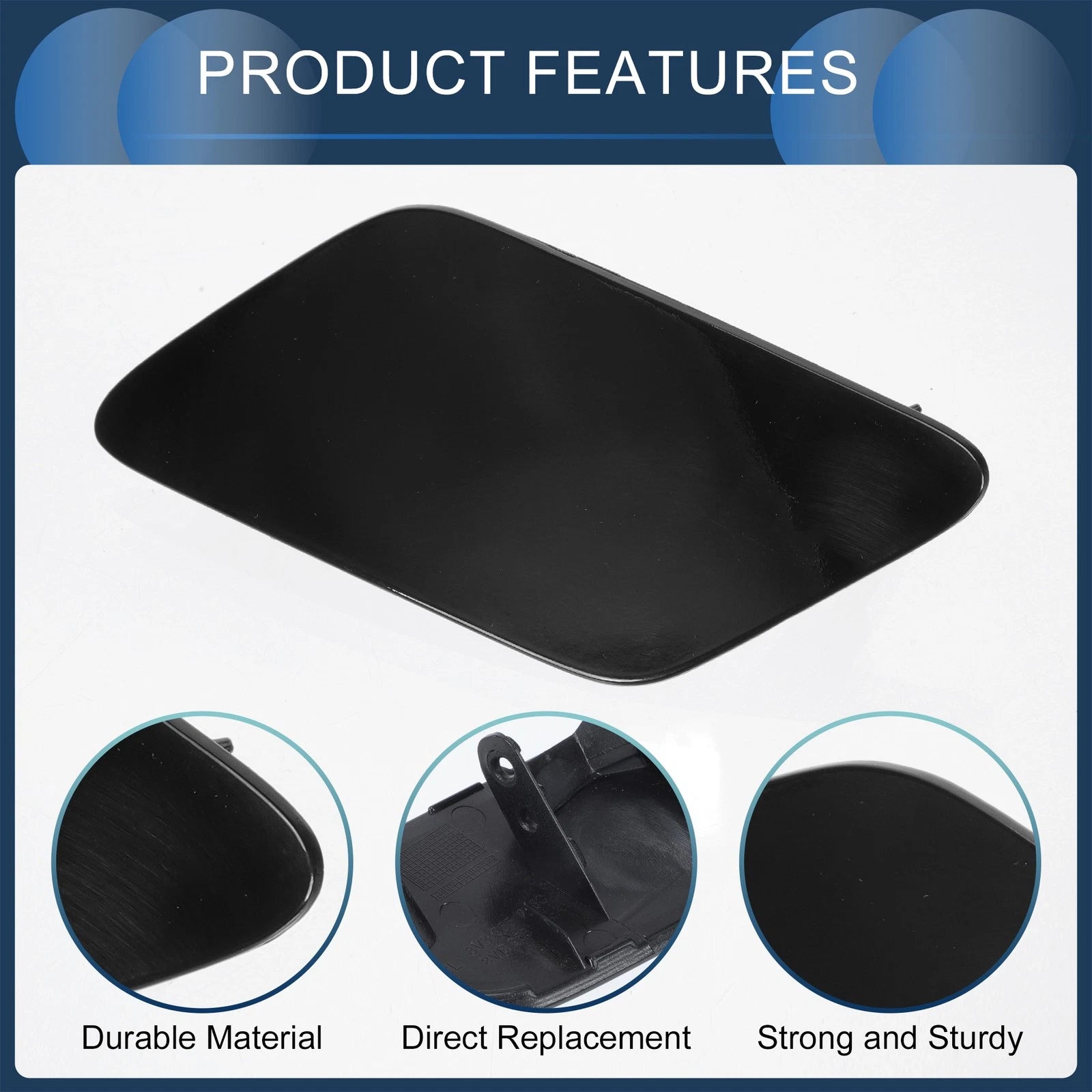 Front Left Washer Nozzle Cover Cap for Audi A3 8V (2013–2016) 1 Pcs Black