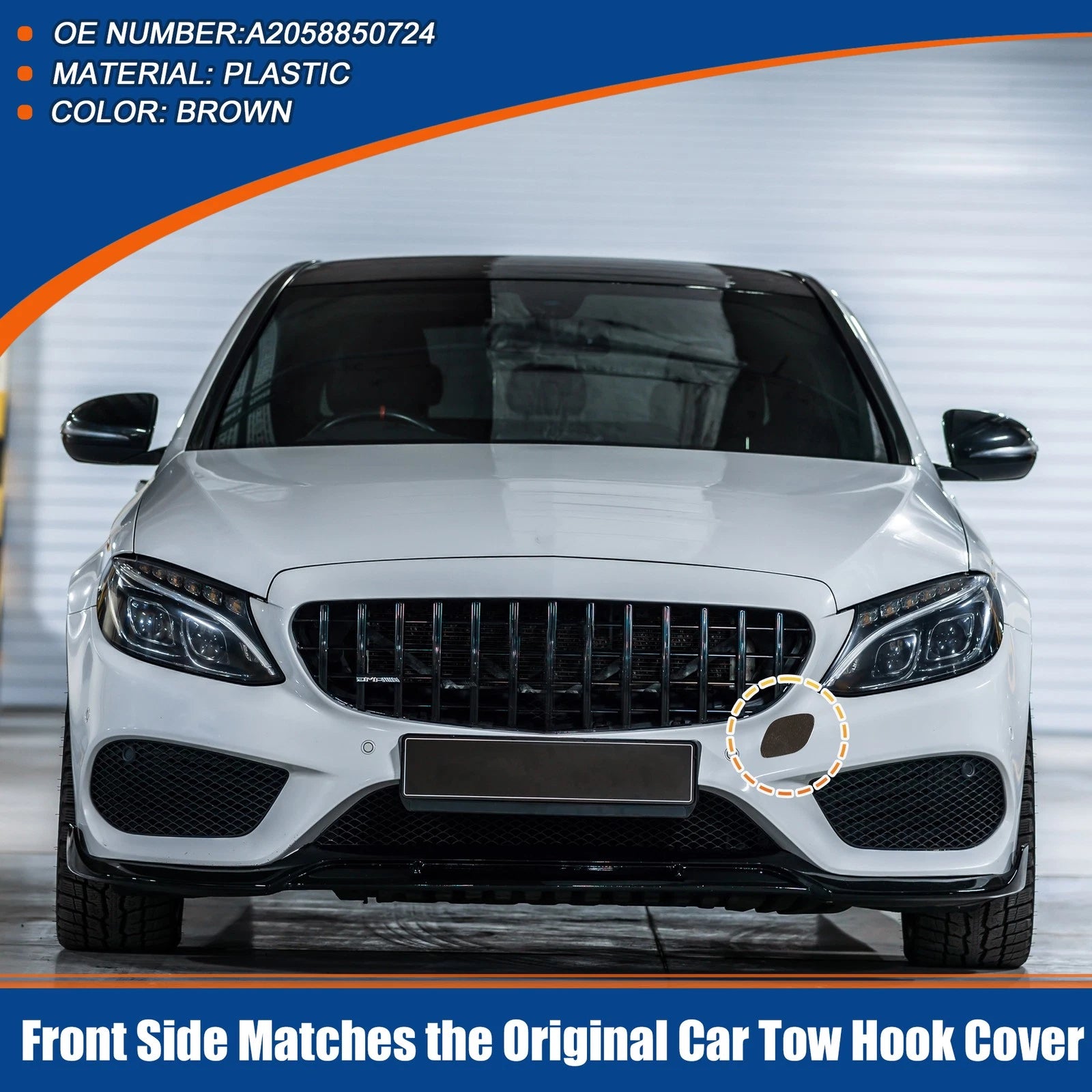 Tow Hook Cover for Mercedes-Benz C-Class (2015–2021) No.A2058850724 Brown