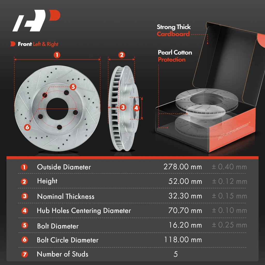 Drilled Brake Rotors & Ceramic Pads for Buick Pontiac V6
