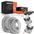 Set of 8 Rear Drilled Brake Rotors and Pads for Ford F-150