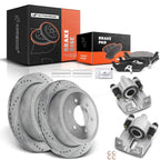 Set of 8 Rear Drilled Brake Rotors and Pads for Ford F-150