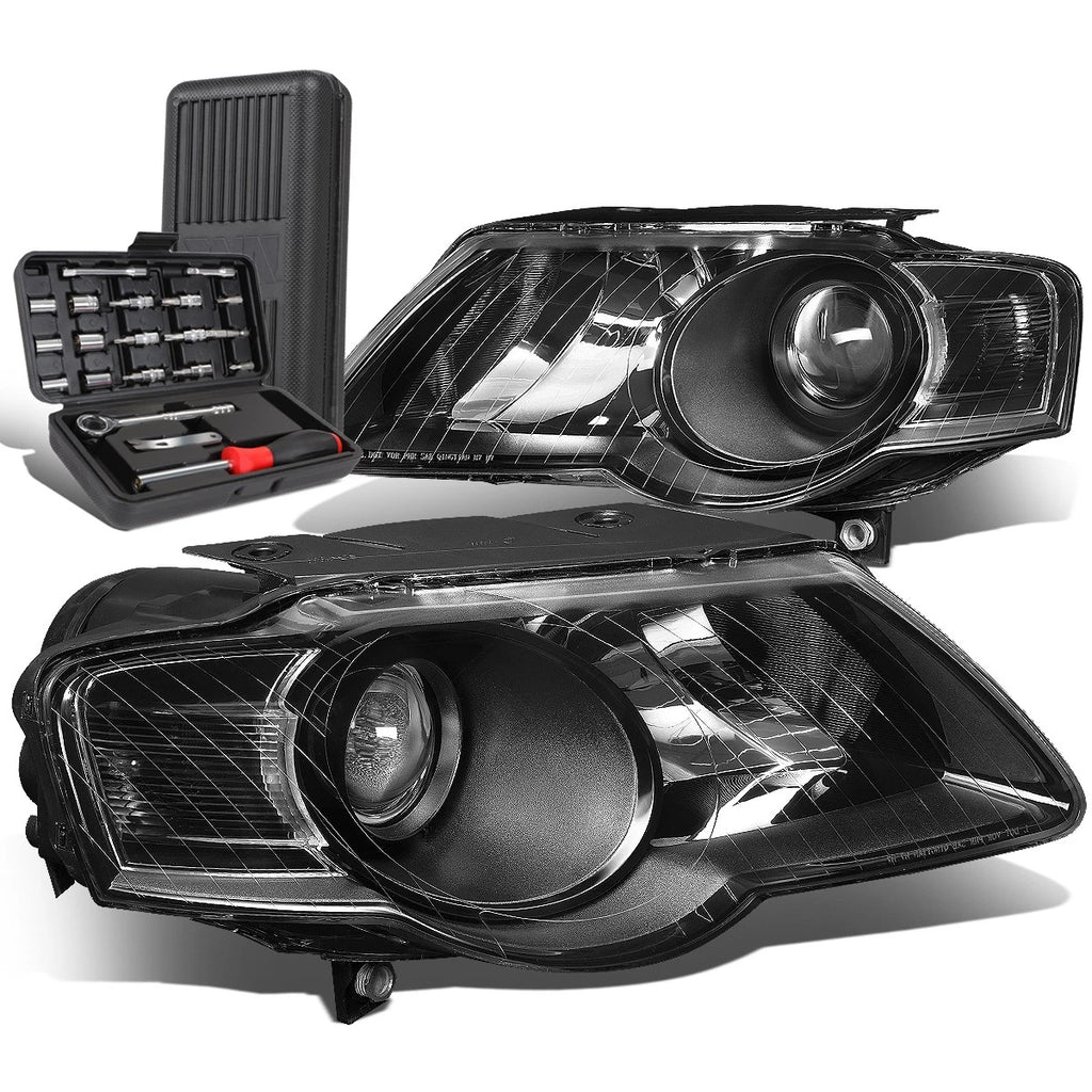 Pair of Black/Clear Side Headlight Lamps for Volkswagen Jetta (2006–2010)