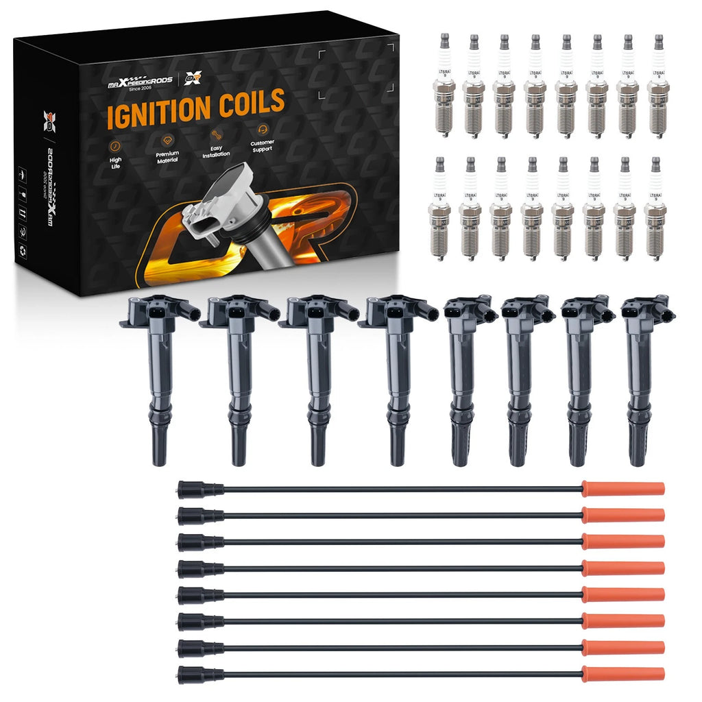 Set of 8 Ignition Coils & 16 Iridium Spark Plugs for Ford F-250 F-350 (1999–2023)