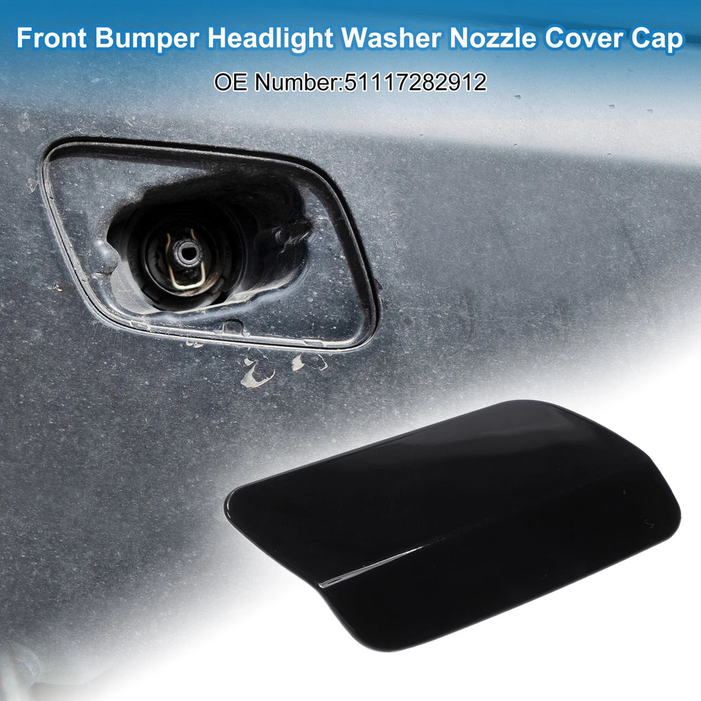 Bumper Headlight Washer Nozzle Cover Cap for BMW 640i (2012–2017) Black