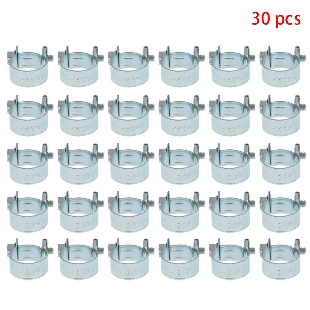 30 Pcs Fuel Injection Gas Line Hose Clamps for (14mm-16mm)