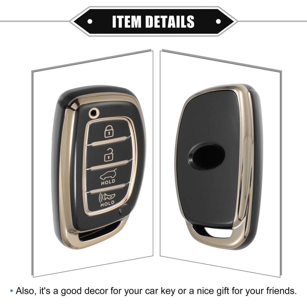 Set of 4 Key Fob Covers for Hyundai Elantra Sonata (TPU, Black)