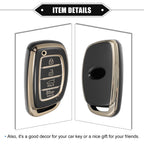 Set of 4 Key Fob Covers for Hyundai Elantra Sonata (TPU, Black)