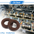 2X Oil Seal Rotary Shaft Seal FKM Rubber 17x30x7mm for Various Models