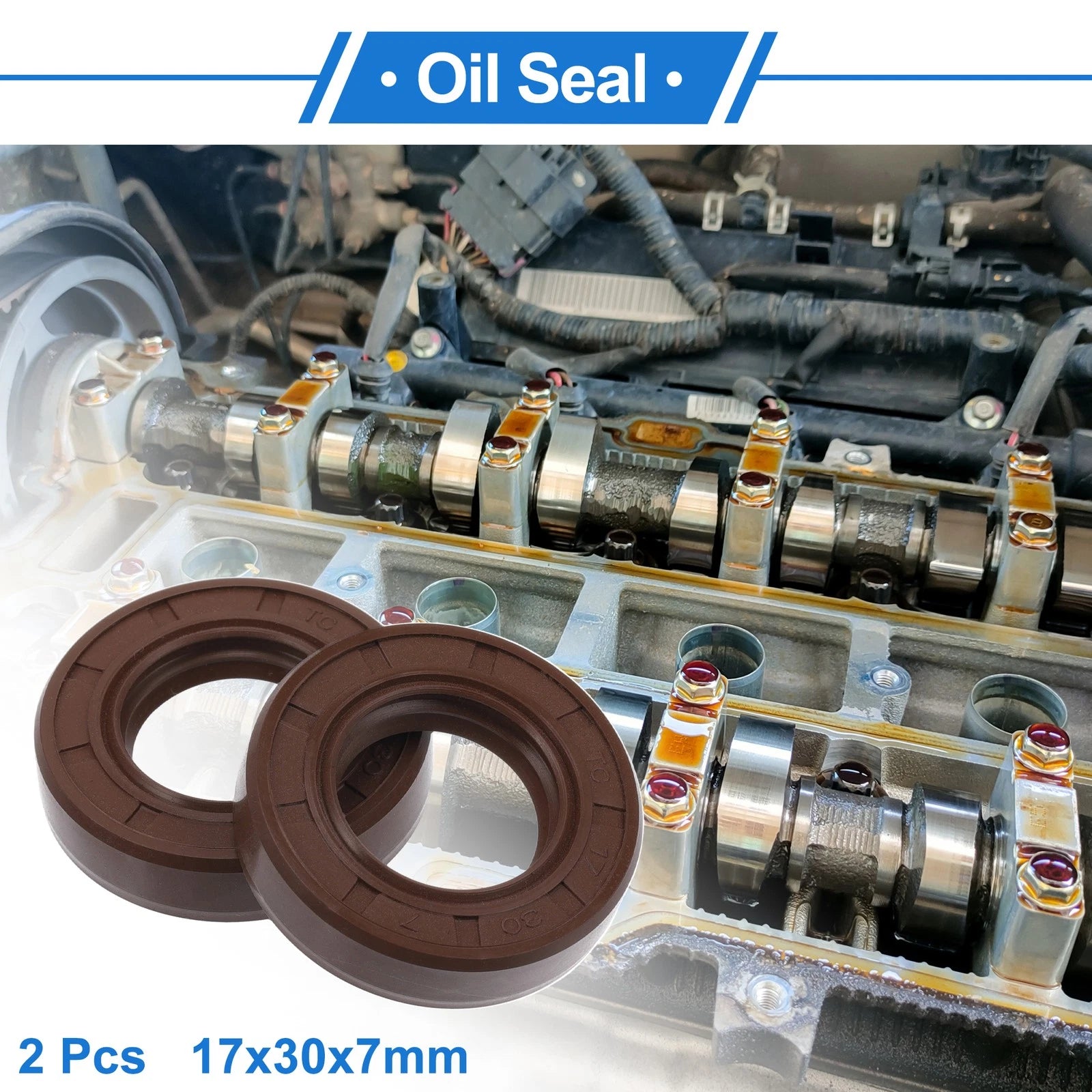 2X Oil Seal Rotary Shaft Seal FKM Rubber 17x30x7mm for Various Models