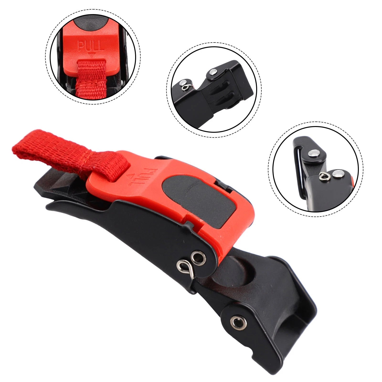 ATV Helmet Buckles Set of 1 for Universal Fit (7x2.2x1.4 cm) Black Red
