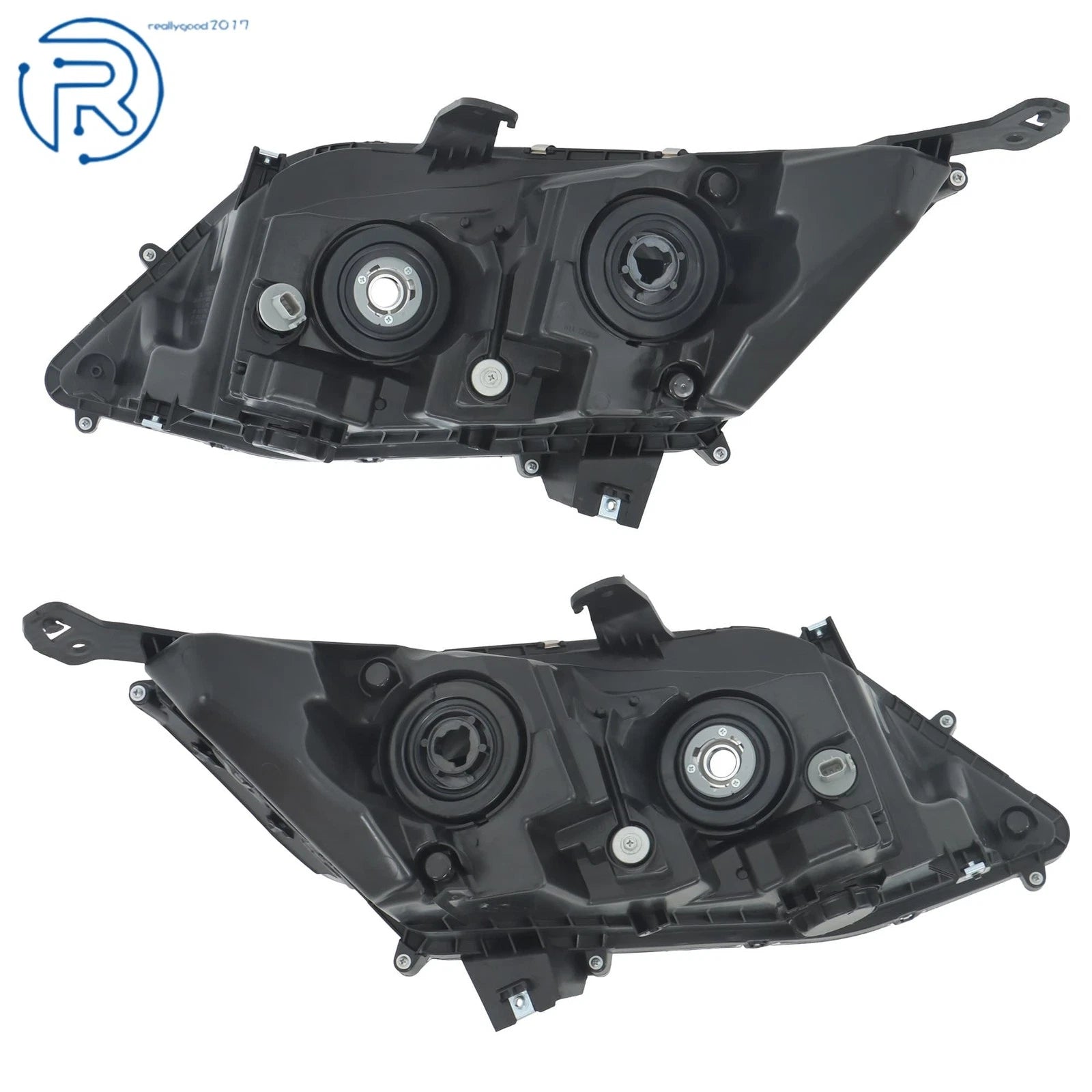 Set of 2 Black Headlight Assemblies for Honda Odyssey (2018-2020)