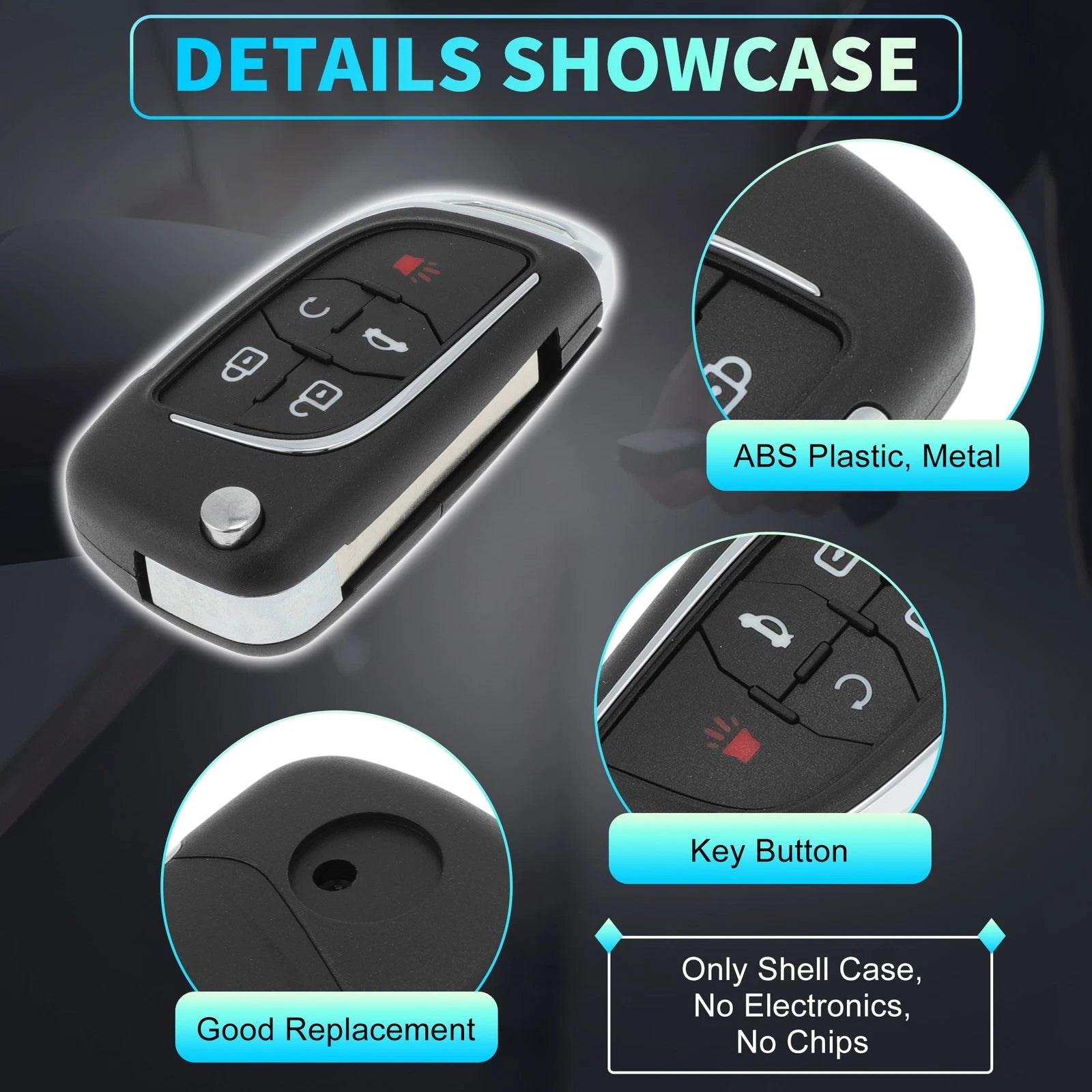 5X Key Fob Shell Case for Chevrolet Camaro Equinox (2010–2019)