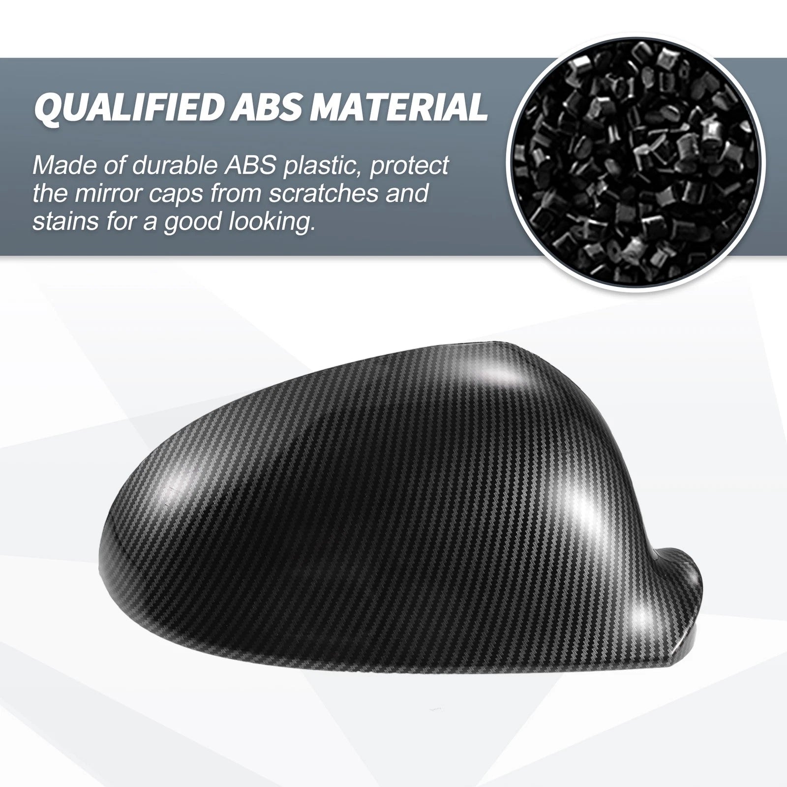 Pair Rearview Mirror Cover Cap Black Carbon Fiber for Volkswagen Golf MK5 (2006–2009)