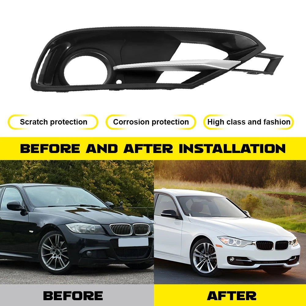 Front Bumper Fog Light Grille with Trim for BMW 3 Series (2012–2015)
