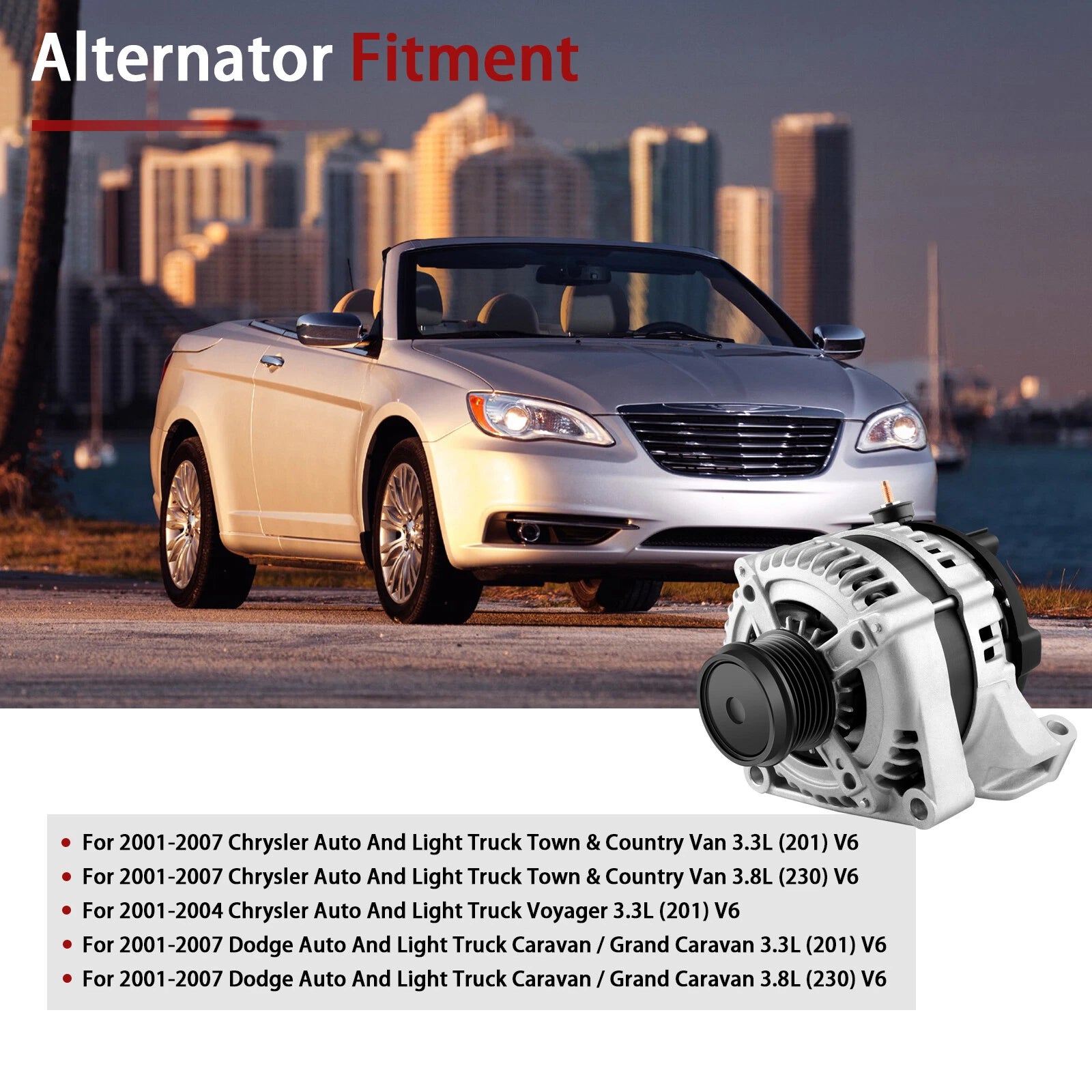 Alternator for Chrysler Voyager 3.3L (2001-2004)