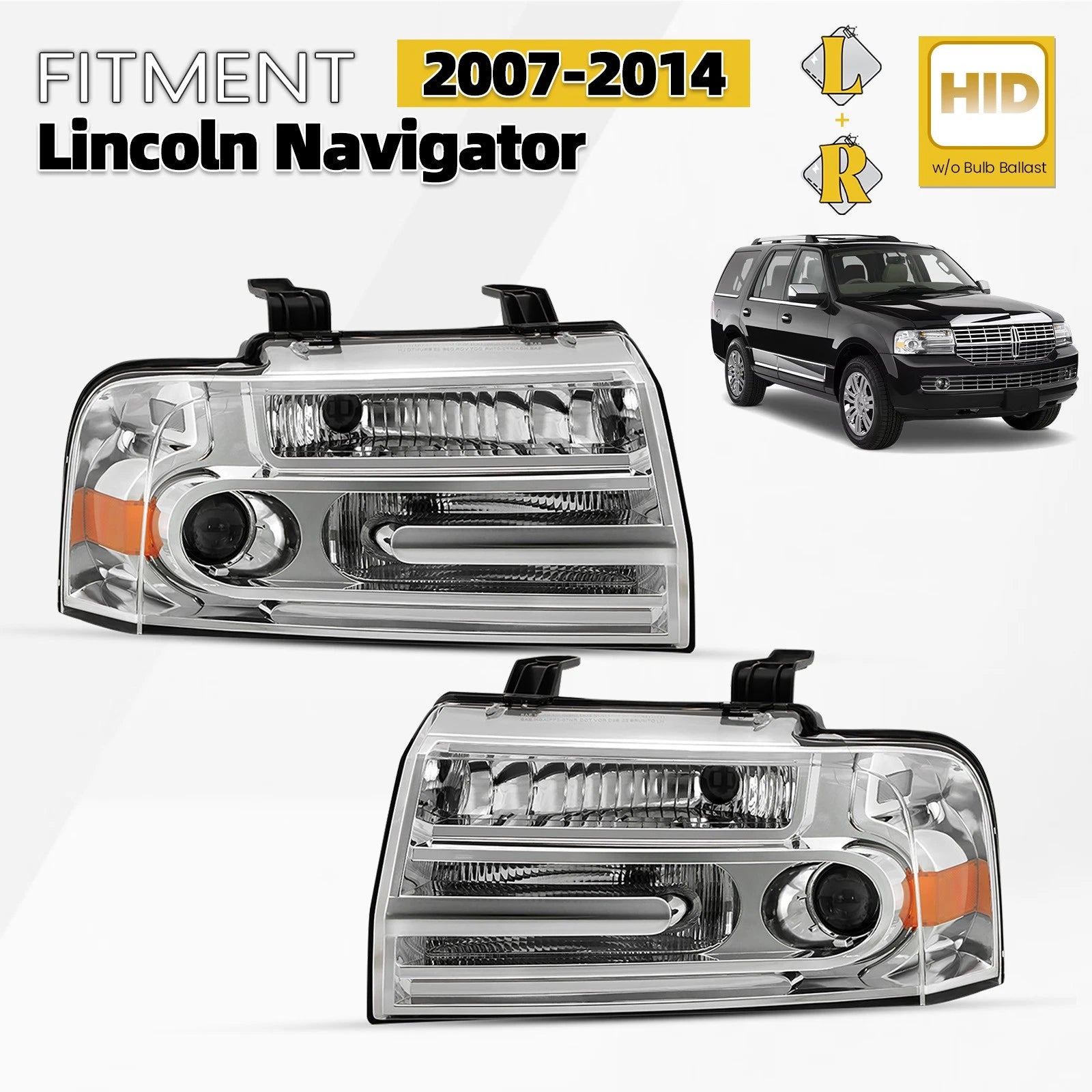 HID/Xenon Headlight Set for Lincoln Navigator (2007–2014) Left+Right Pair