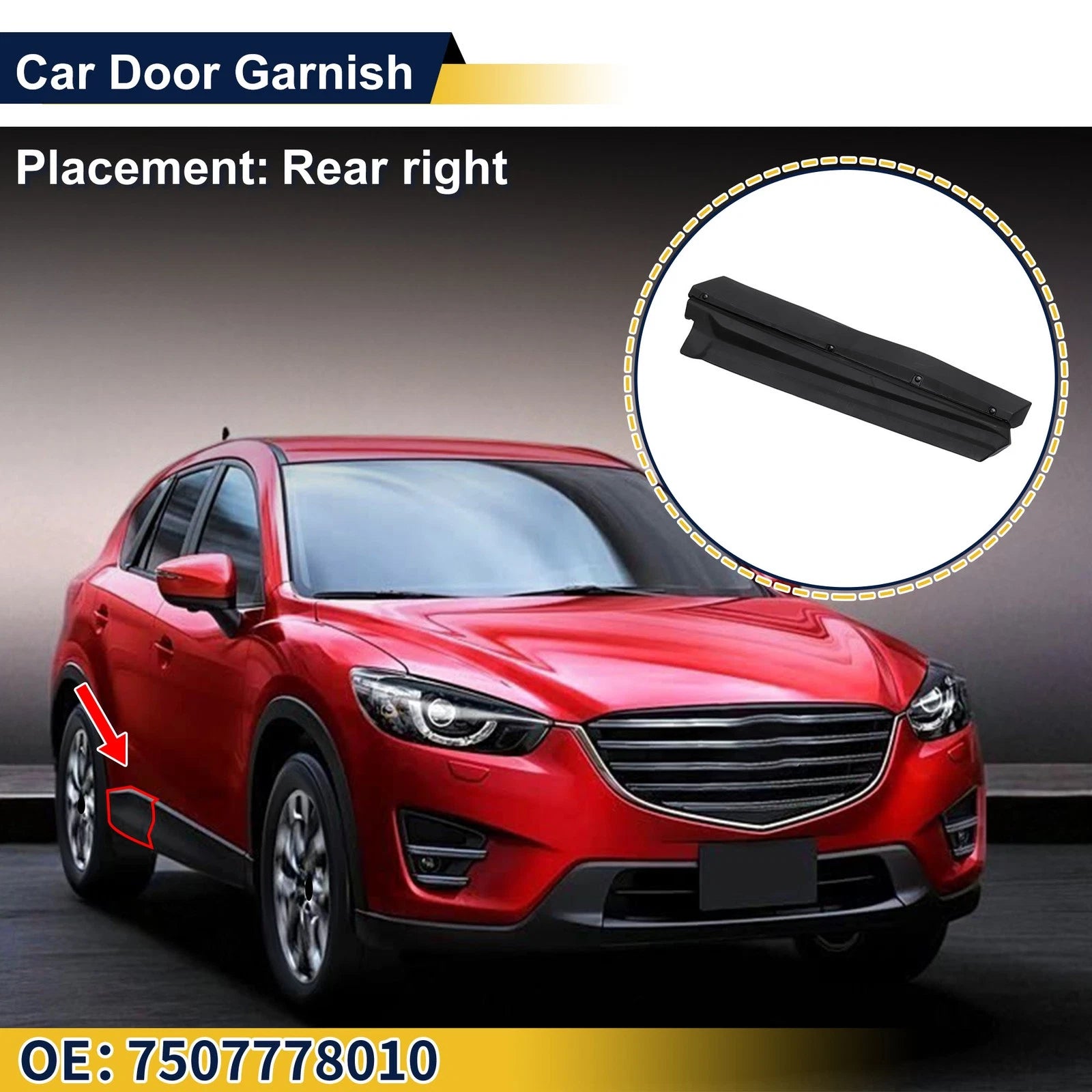 Door Side Lower Trim Rear Right No. 7507778010 for Lexus NX (2015–2021)