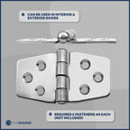 2X 316 Stainless Steel Hinges for Boat Hatch (3" x 1-9/16") - FO628-M2