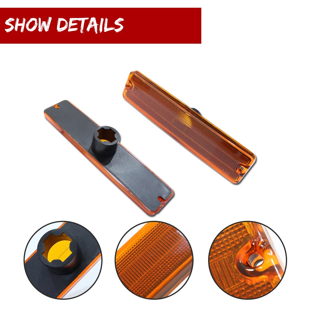 Front Bumper Fender Side Marker Light Lamps for Jeep Wrangler YJ (1987–1995)